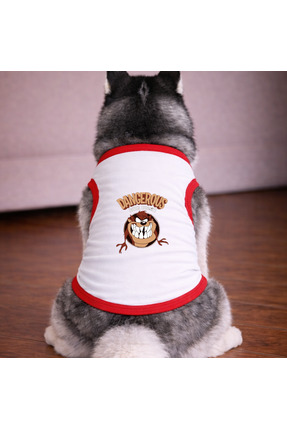 petite pati Beyaz Taz Köpek Tshirt Köpek Kıyafeti (%100 Pamuk Penye) Kucuk ve...