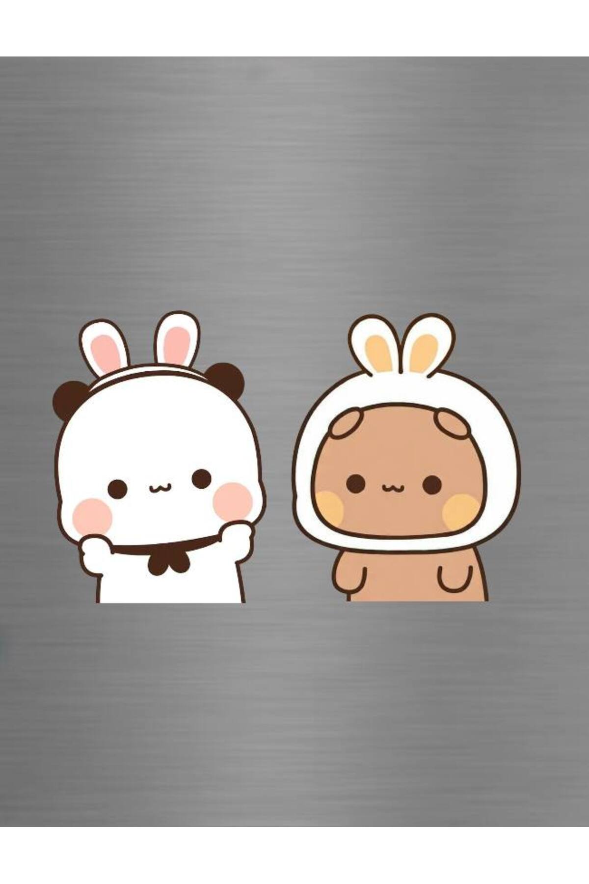 Cute Dudu Bubu Panda Couple Wearing a Rabbit Costume Dear Gift Ornament Fridge Magnet