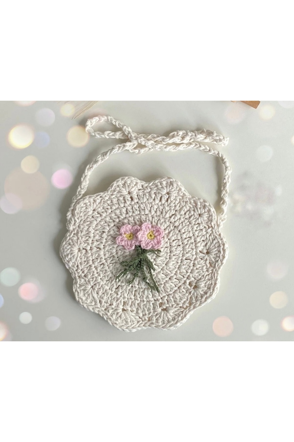 Girls Knit Bag Floral Handmade Crossbody Shoulder Bag
