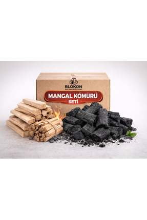 BLOKON 10 Kg Meşe Odunu Mangal Kömürü Seti (Kömür/Tutuşturmalık Odun ve Çıra)