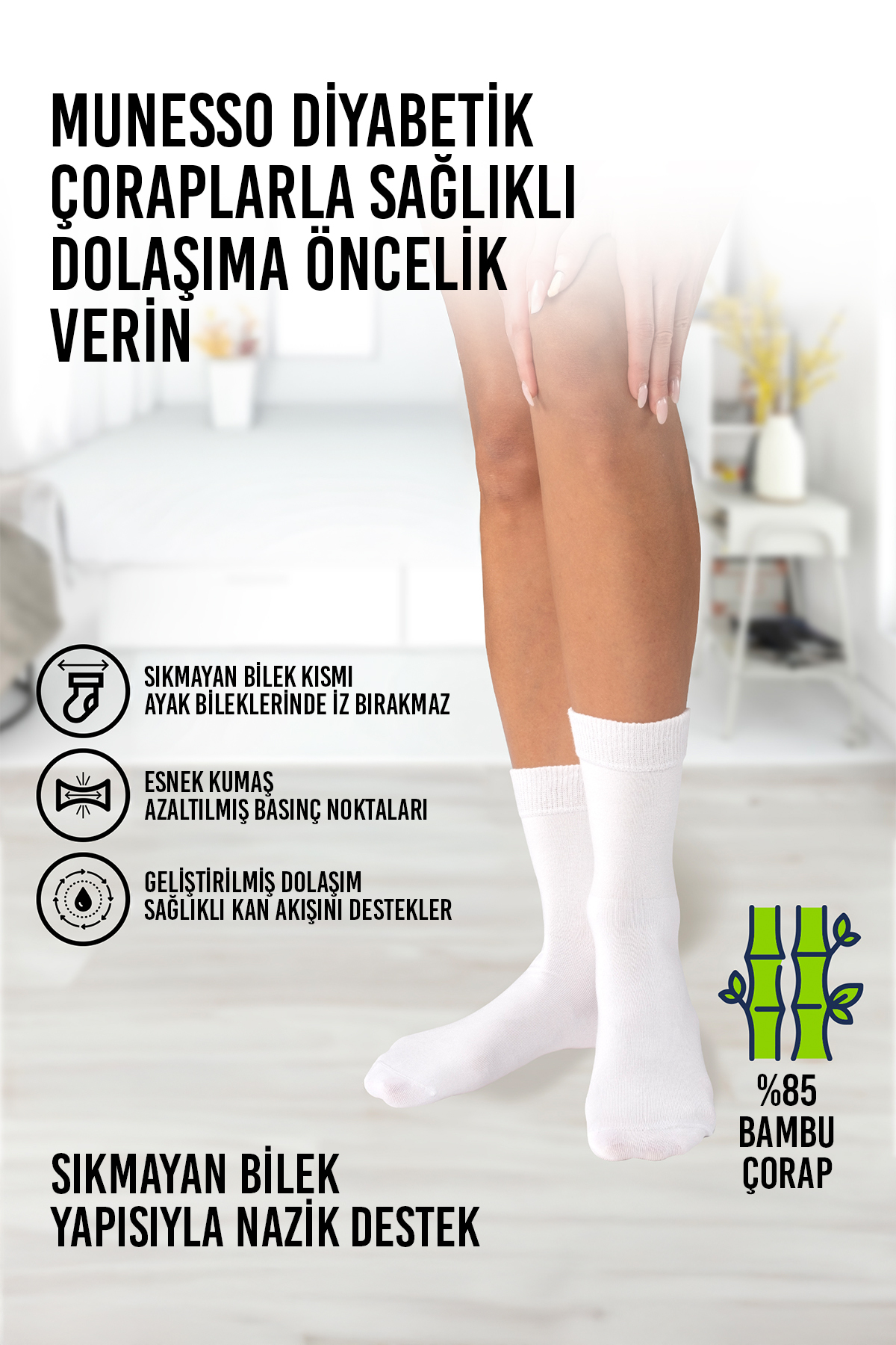 munesso Premium Bambu Dikişsiz Çorap, Lastiksiz, Nefes Alan, Ultra Konfor Unisex 6’lı Özel Seri görsel 5