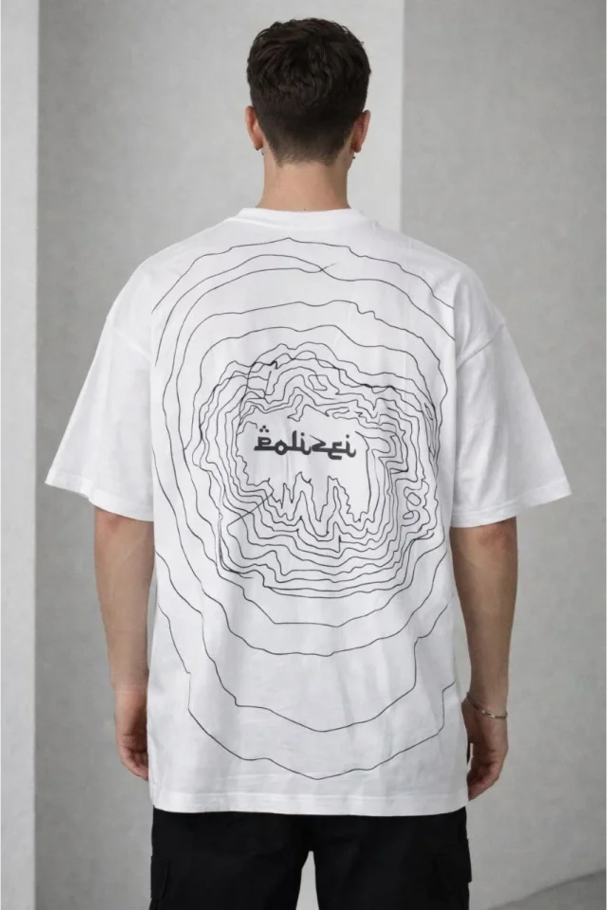 Erkek Bisiklet Yaka Baskılı Kısa Kollu Tişört Streetwear Günlük Basic Pamuklu T-shirt -