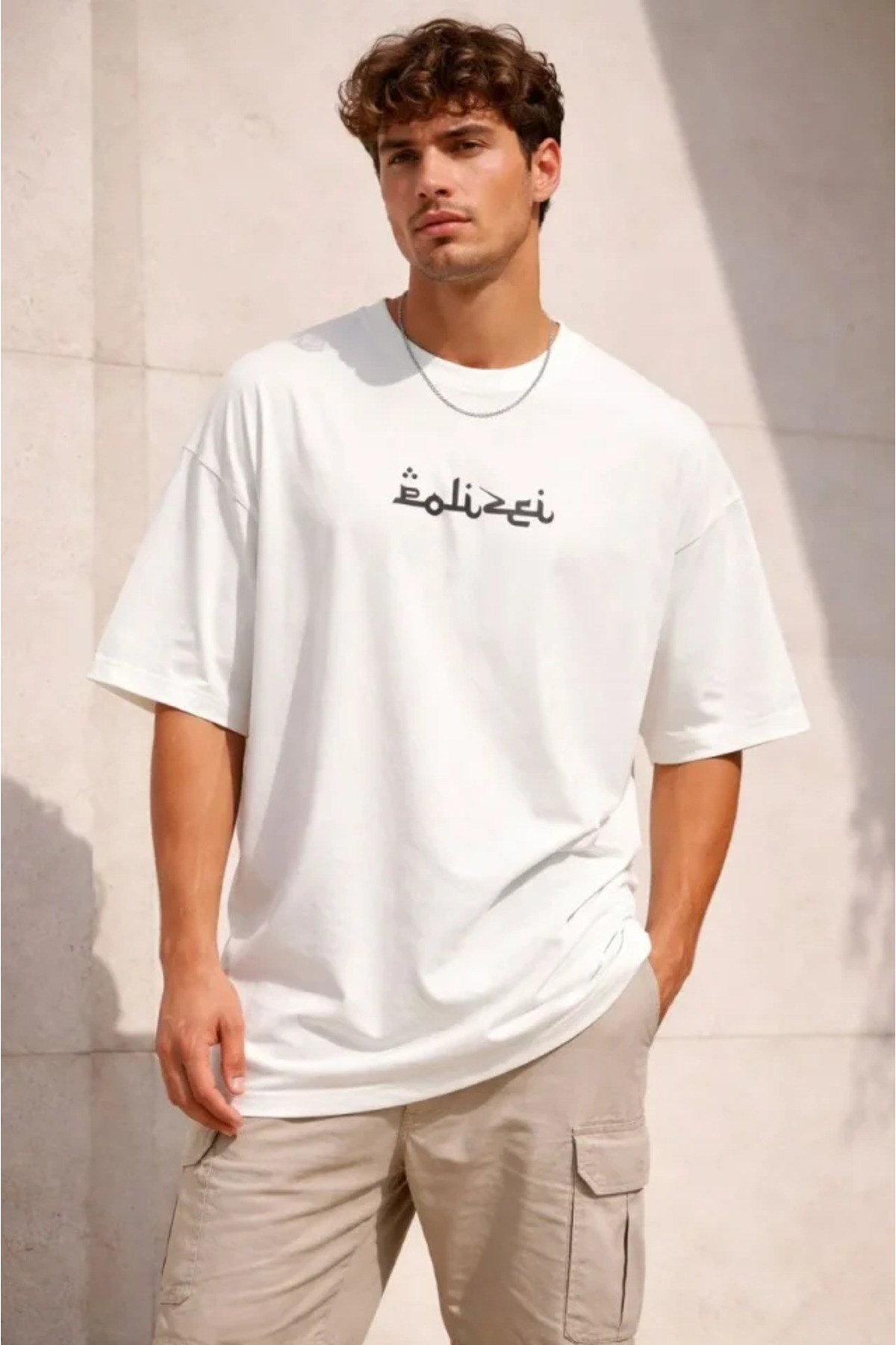 Erkek Bisiklet Yaka Baskılı Kısa Kollu Tişört Streetwear Günlük Basic Pamuklu T-shirt -