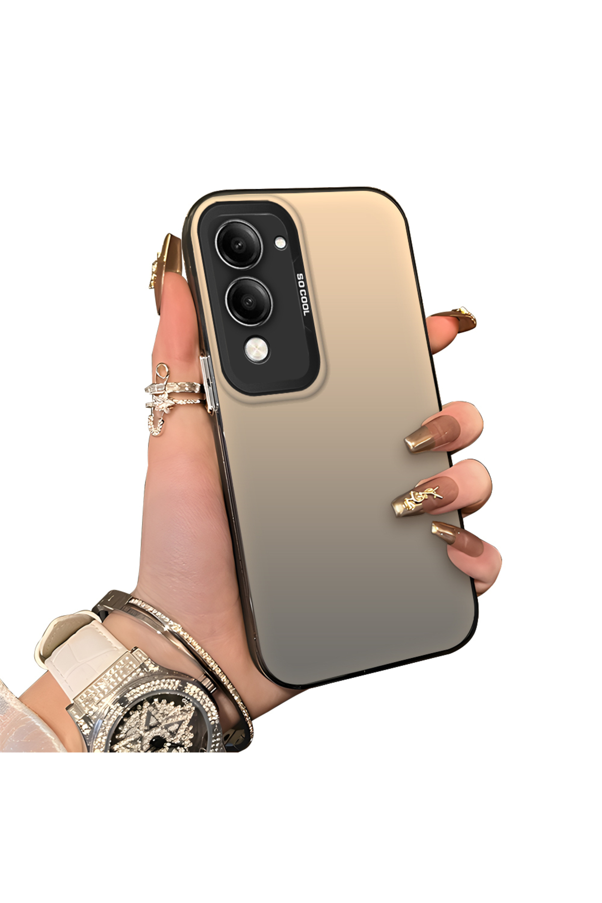 Vivo Y29S Compatible Hard Acrylic Rear Silicone Edge Lens Protection Case