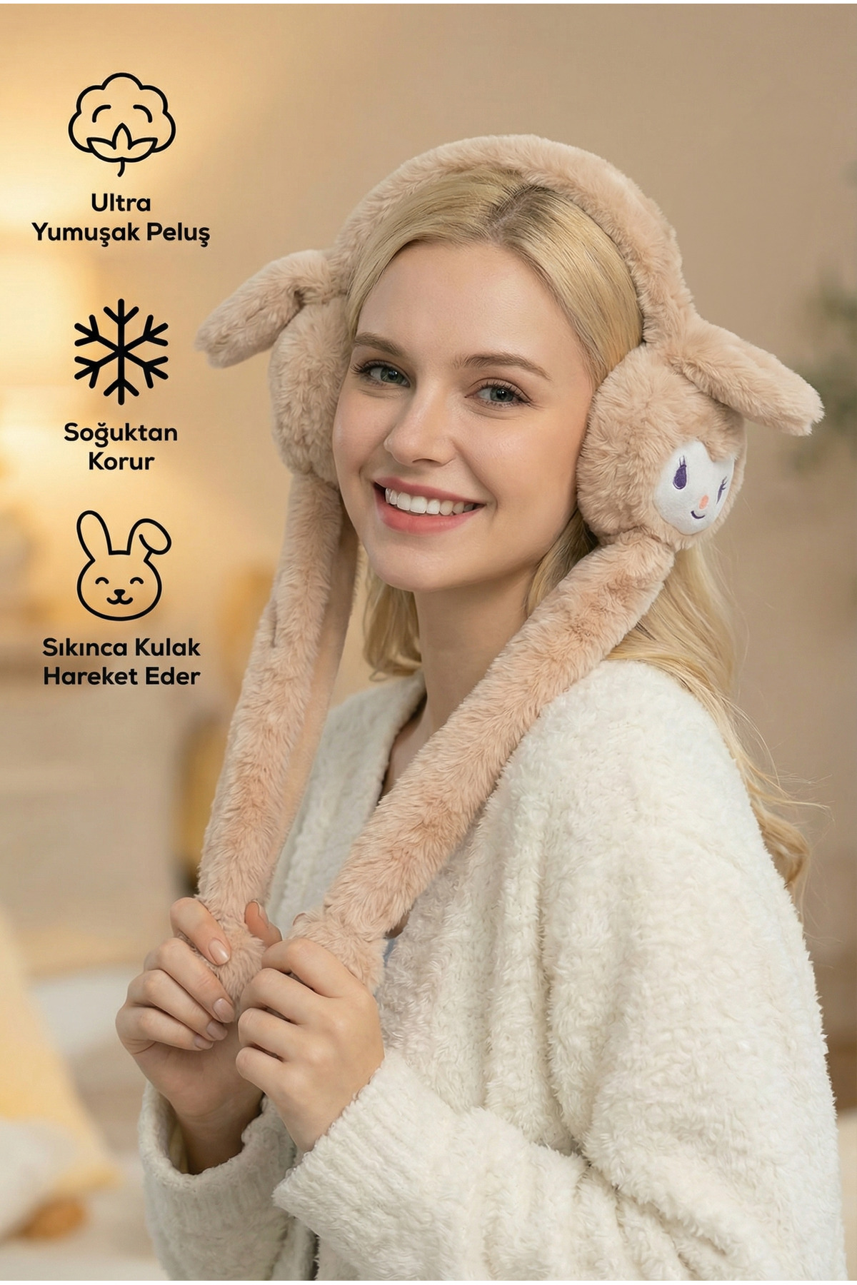 MUJGAN Hareketli Tavşan Kulaklı Peluş Kulaklık - Fiyatı, Yorumları