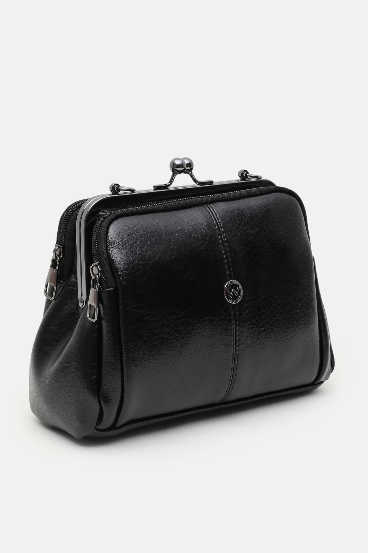 Cochines  Kadın Siyah 4 Bölmeli Astarlı Burslu Ve Fermuar Kapama El Kol Ve Omuz Çantası - Görsel 4