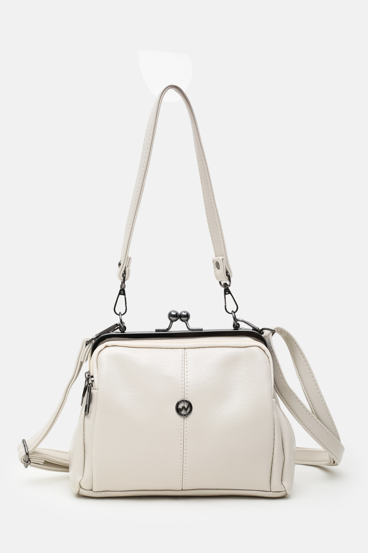 Women's Cream 4 Section Lined Scholarship and Zipper Closure Hand Sleeve and Shoulder Bag