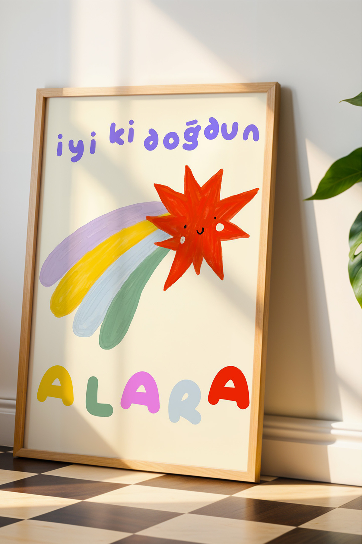 Kişiye Özel İyi Ki Doğdun İsimli Çocuk Odası Tablo Posteri Çerçevesiz