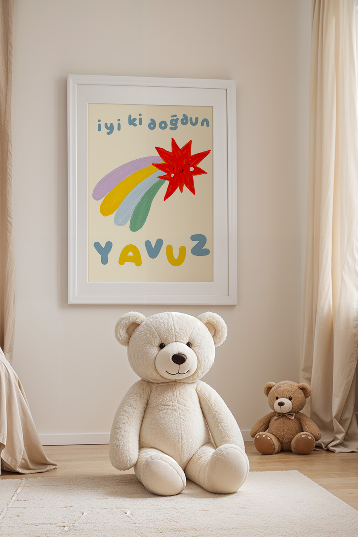 Kişiye Özel İyi Ki Doğdun İsimli Çocuk Odası Tablo Posteri Çerçevesiz