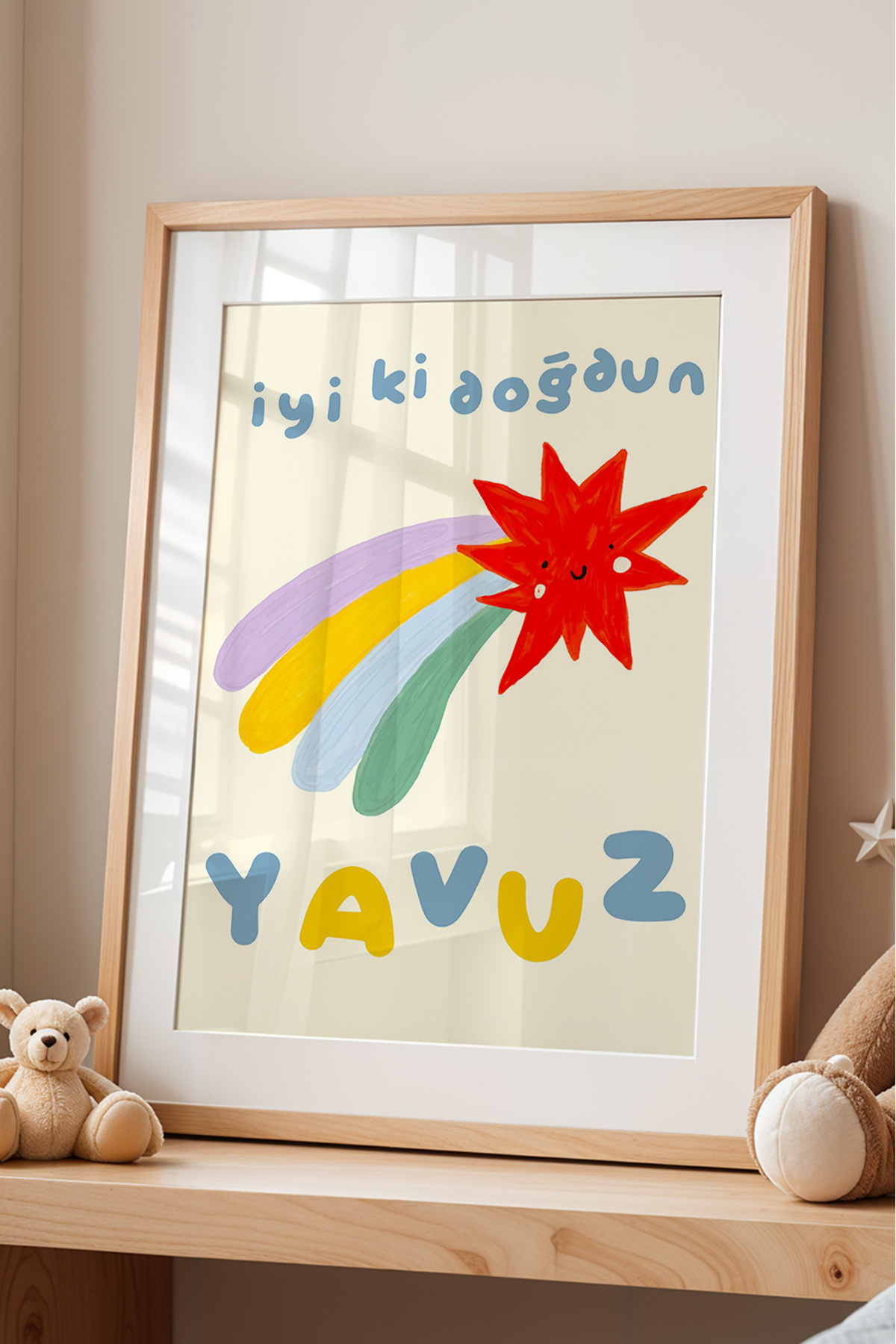 Kişiye Özel İyi Ki Doğdun İsimli Çocuk Odası Tablo Posteri Çerçevesiz