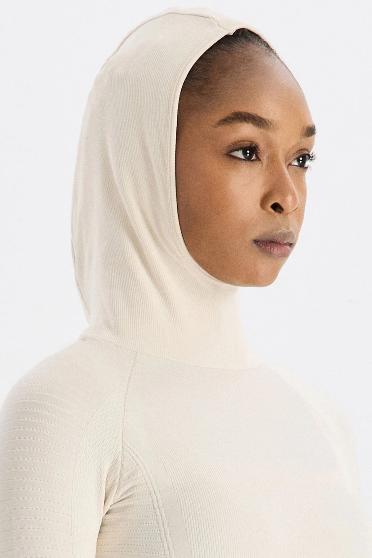 COMEUP Uzun Kollu Kapüşonlu Sweatshirt Badem Sütü görsel 6