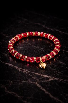LuneraBag Parlak Yakut Kırmızı Taşlı Premium Kadın Bileklik