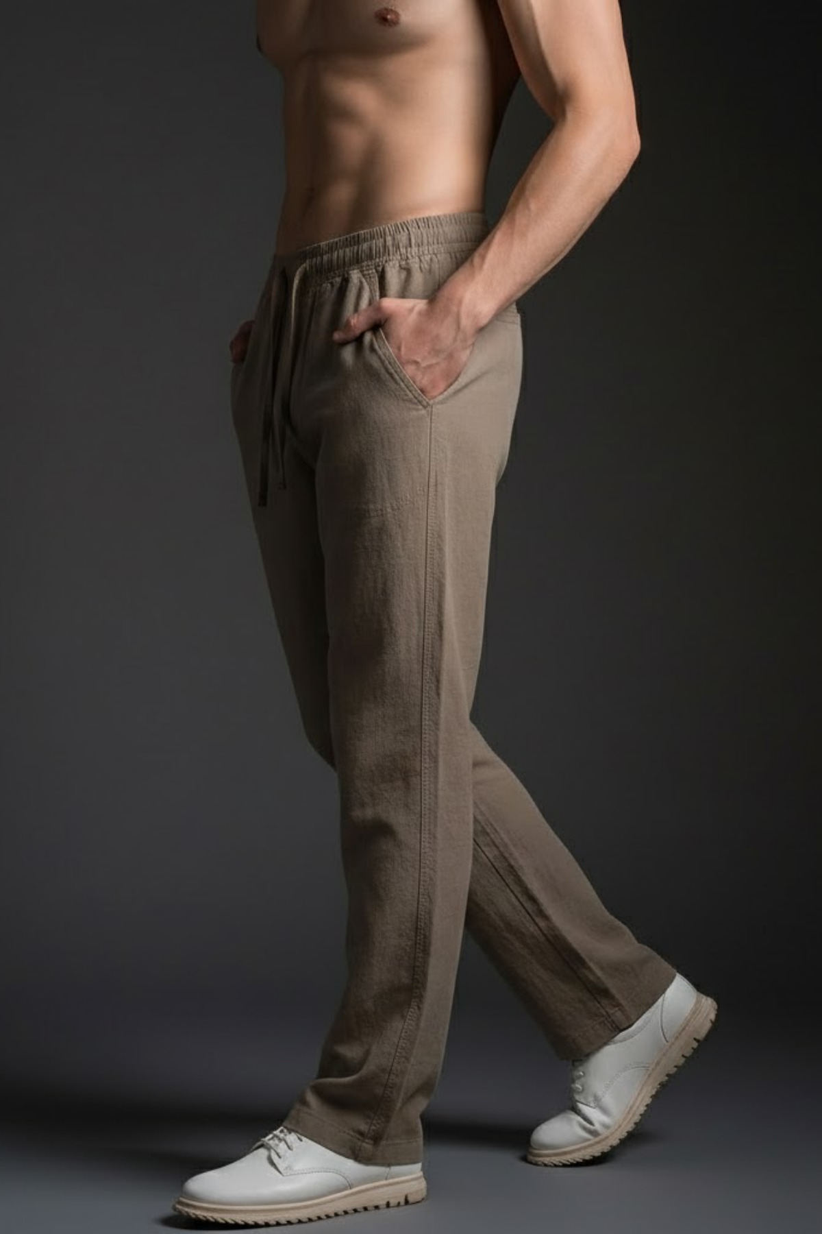 COMBİNE MİCHAİL  Erkek Bel Lastikli Salaş 2 Li Keten Pantolon - Görsel 7