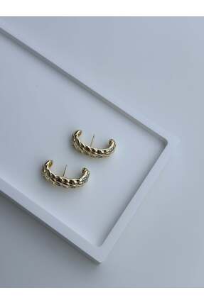 Elif Can Jewelry Özel Seri Taşlı Kabartma Dokulu Küpe