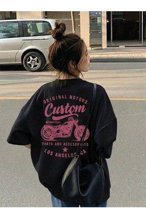 Marco Fresco Unisex Günlük Kısa Kollu Motor Baskılı Genç Oversize Tshirt