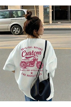 Marco Fresco Unisex Günlük Kısa Kollu Motor Baskılı Genç Oversize Tshirt