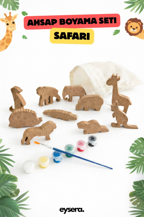 eysera Ahşap Boyama Seti, Safari – Çocuk Aktivite & Hobi Oyuncak, Montessori,...