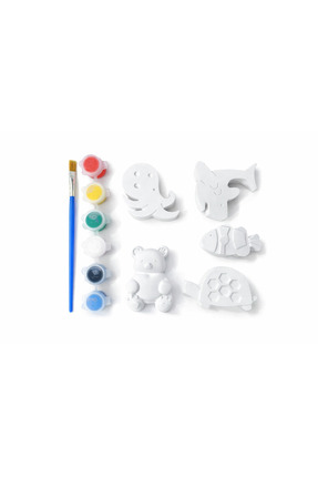 Şahi Workshop 5’li Deniz & Hayvan Figürlü Alçı Boyama Seti – 6 Renk Boya + Fı...