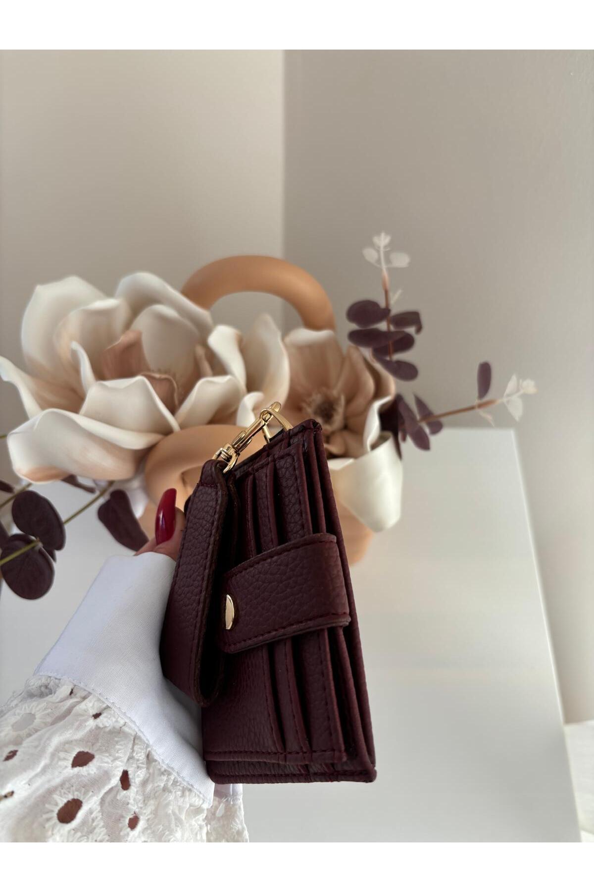 lalettobags  Kadın Bordo Anahtarlık Detaylı Cüzdan - Görsel 2