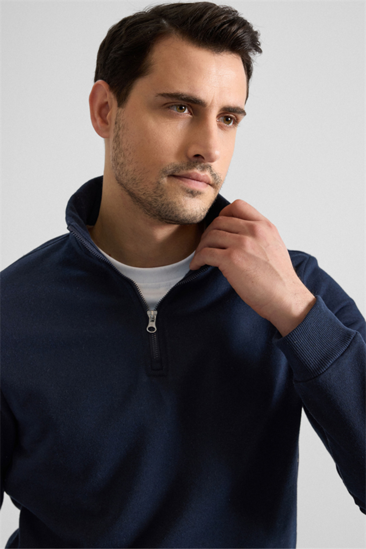 SÜVARİ  Lacivert Regular Düz Yarım Balıkçı Yaka Sweatshirt - Görsel 3