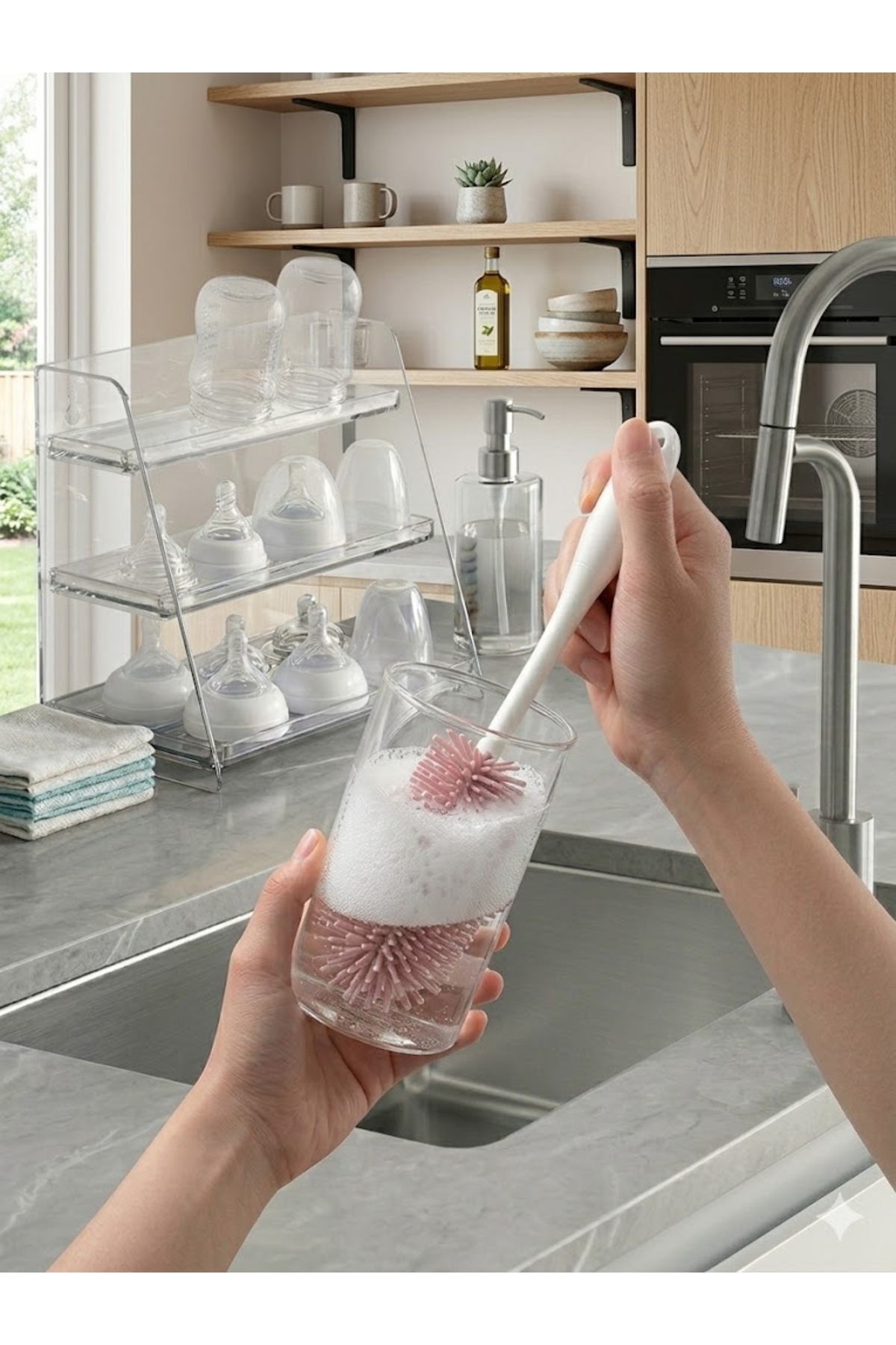 Raakmadezanmir Biberon,Silikon Süt Şişe, Bardak, Termos, Sürahi, Kavanoz, Kettle temizleme fırçası çok Fonksiyonlu fotoğrafı 3 (önizleme)