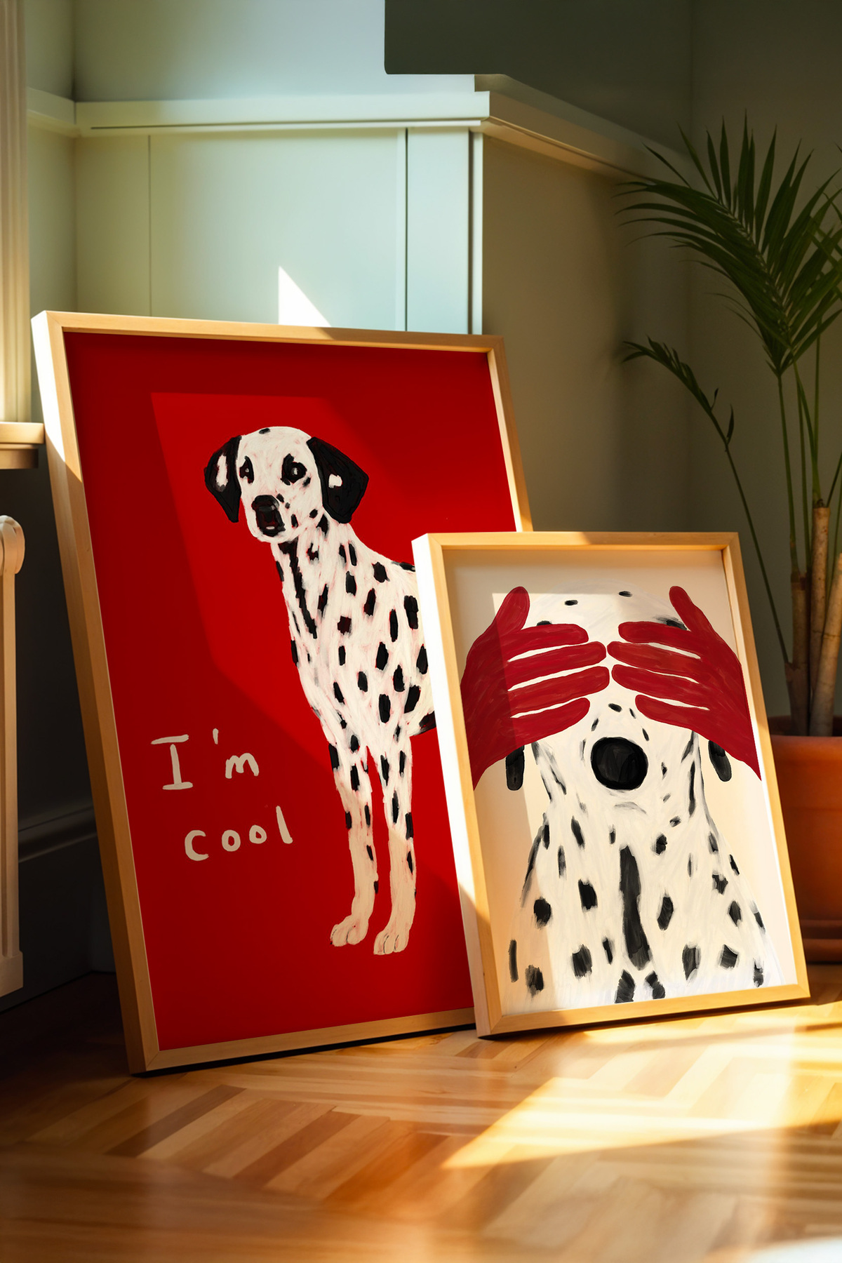 2’li Dalmaçyalı Köpek Tablo Poster Seti Modern Duvar Dekoru Çerçevesiz