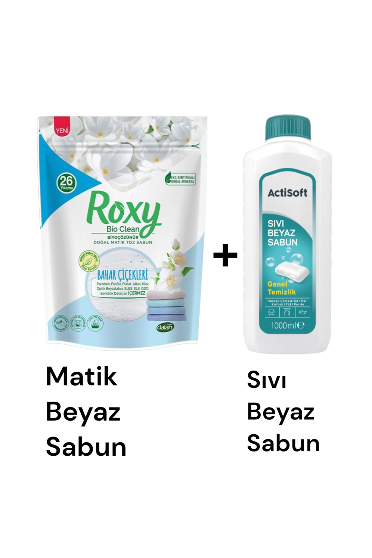 KMS HOME Roxy Matik Bahar Çiçekleri Toz Beyaz Sabun 800 Gr - Actisoft 1000 ml Sıvı Beyaz Sabun - Fiyatı, Yorumları