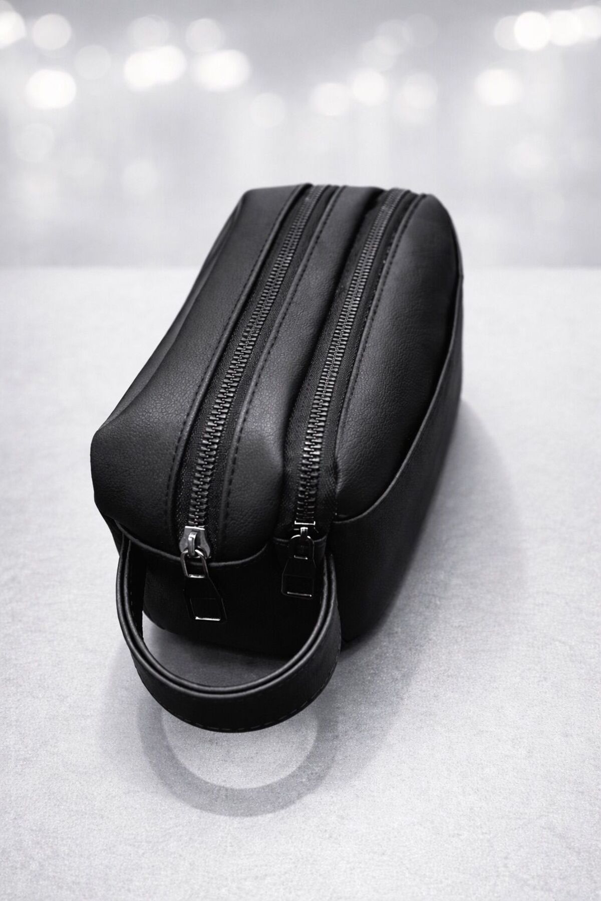 JR Boutique  Erkek El Çantası 3 Bölmeli Suni Deri Günlük Portföy Çanta - Siyah El Organizeri - Görsel 4