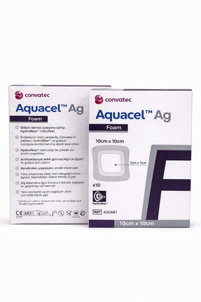 Convatec Aquacel Foam Ag Gümüşlü Yapışkanlı Köpük Yara Örtüsü 10X10 cm