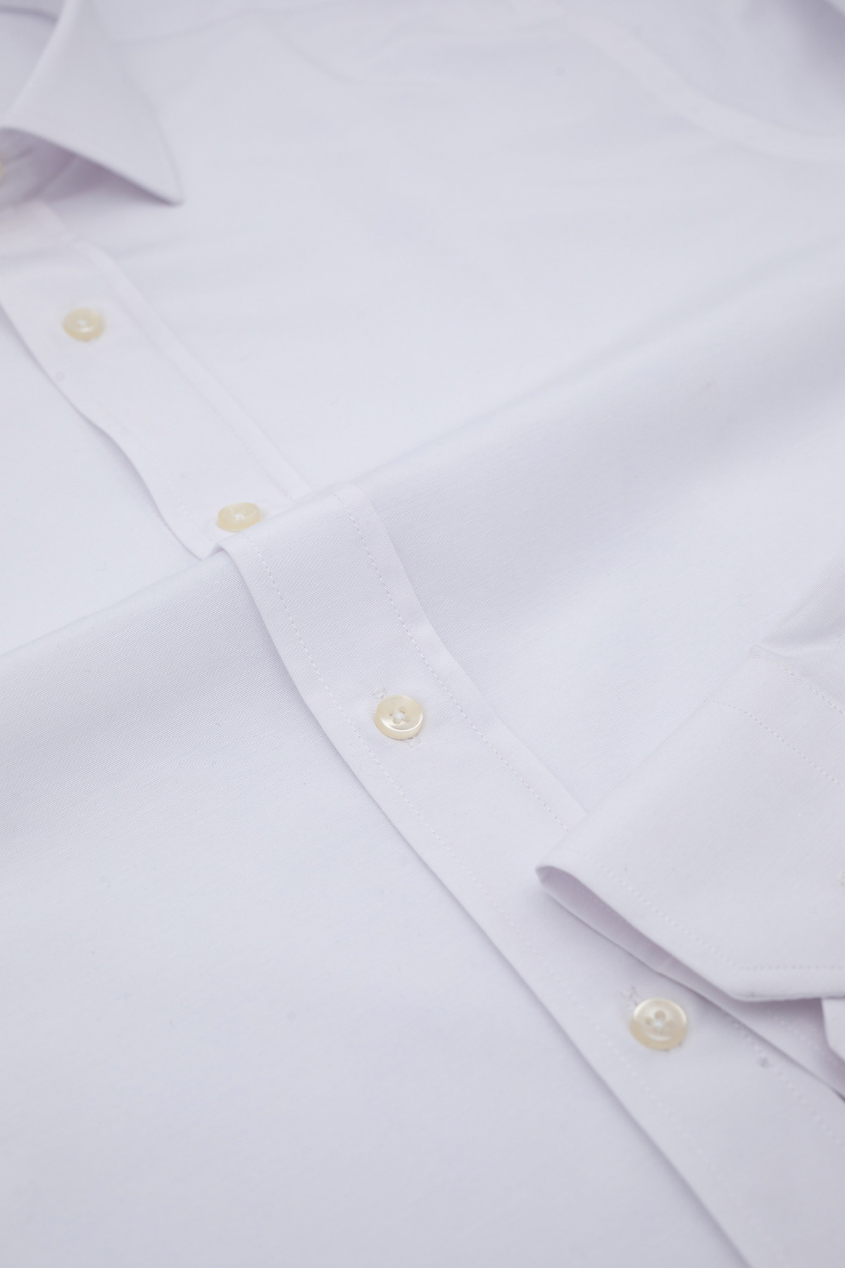 Erkek Oxford Gömlek Slim Fit Uzun Kollu — سفید OXF-01 — تصویر 5 از 5