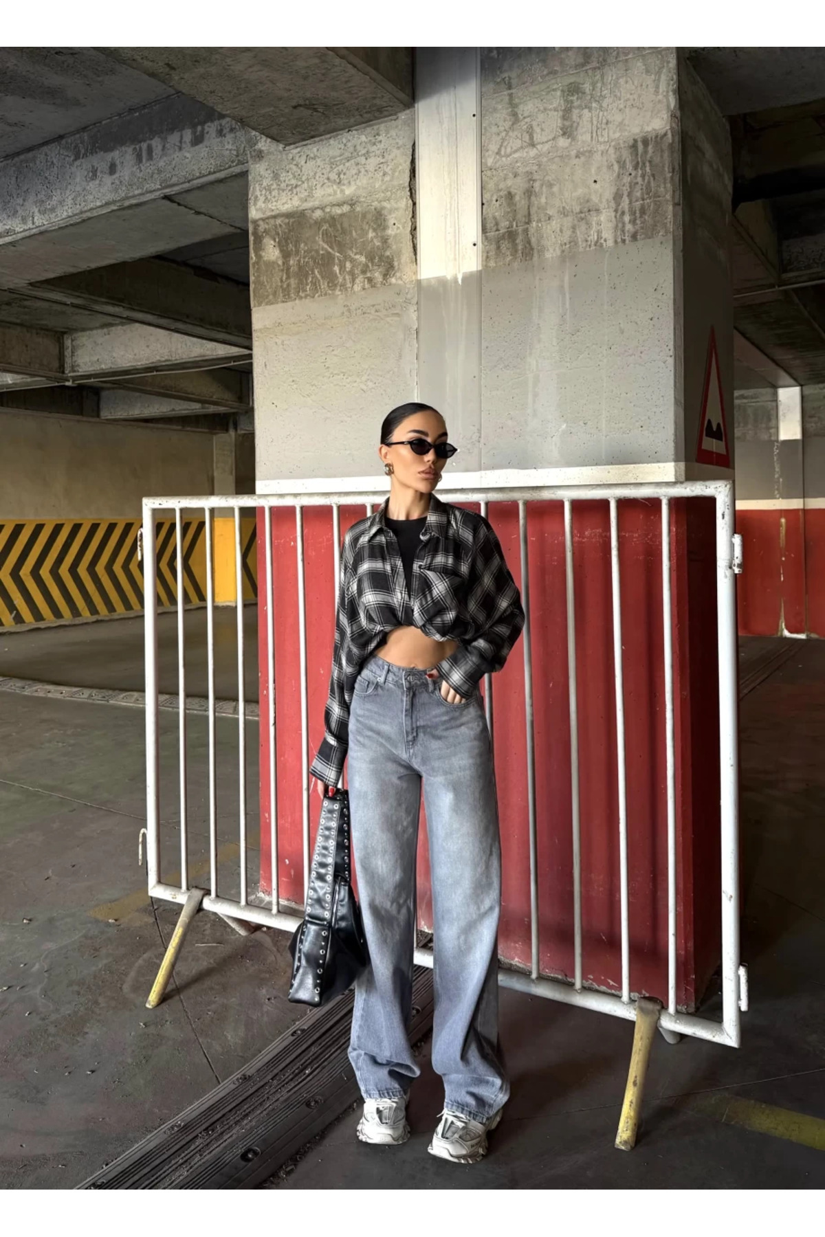 8line  Gri Baggy Salaş Cepli Bol Kesim Kot Pantolon - Görsel 6