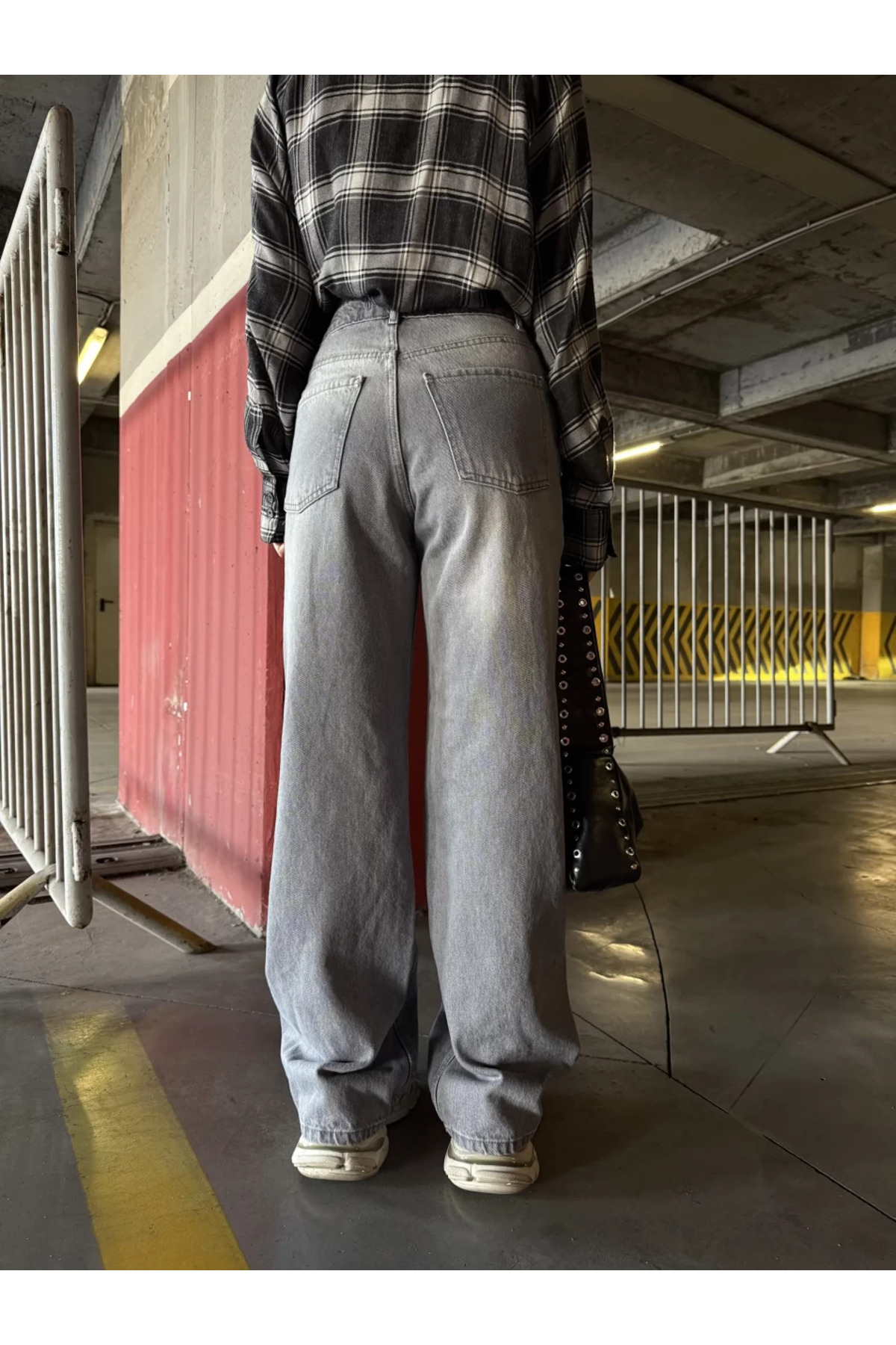 8line  Gri Baggy Salaş Cepli Bol Kesim Kot Pantolon - Görsel 4