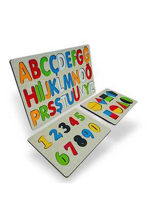 Bigibigi Ahşap Alfabe EĞİTİCİ SET Rakam ve Şekiller Eğitici Puzzle Seti – Mon...