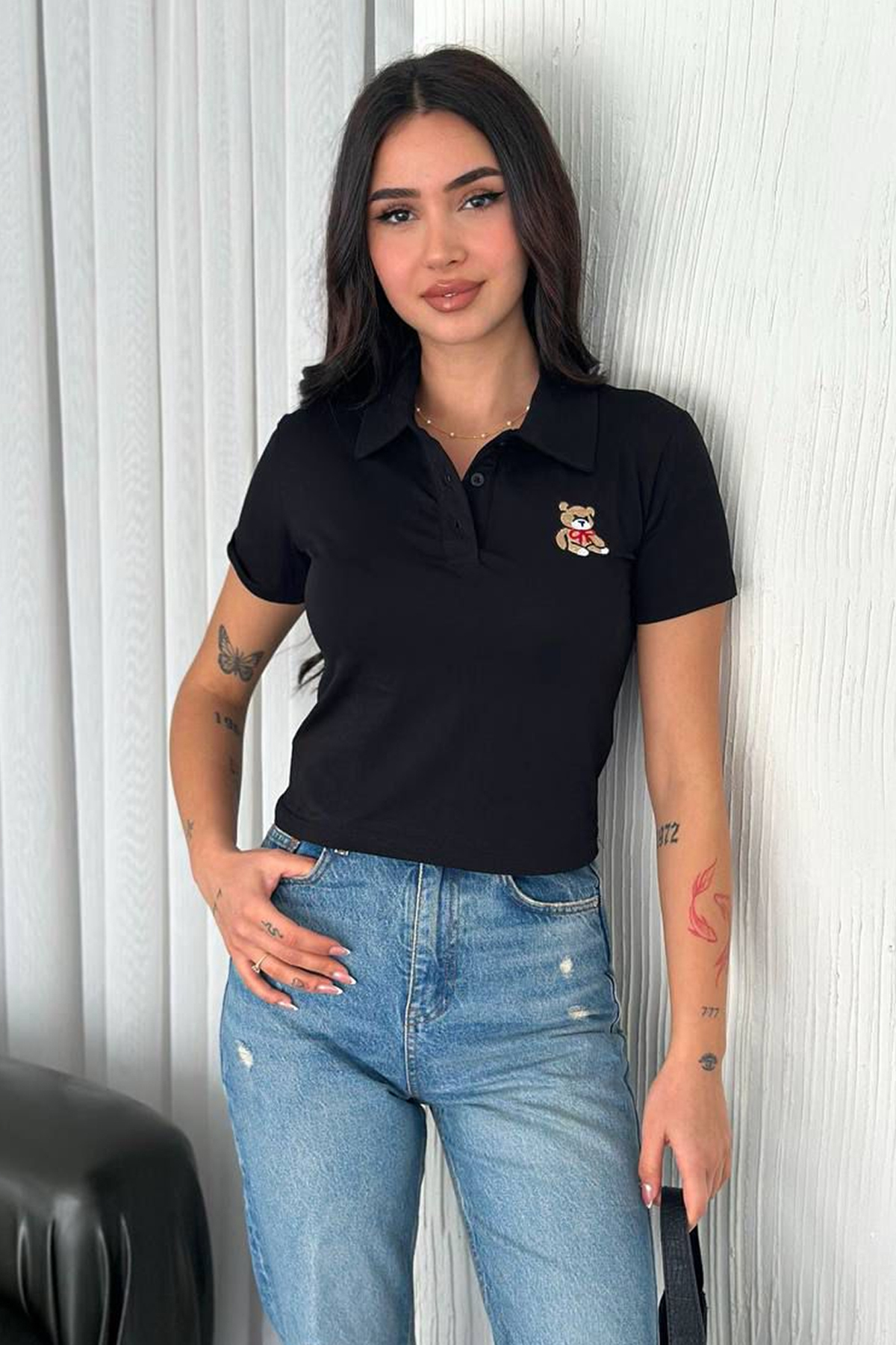 Noa&Noa Бродирана поло блуза – Teddy Heart