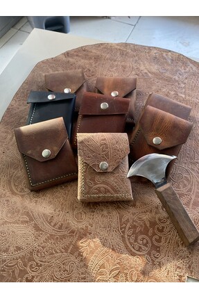 SavasDiLusso Retro Desenli El Yapımı Gerçek Deri Dikey Cüzdan (Unisex)