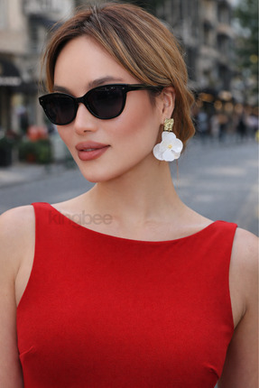 King Bee FİONA MODEL KADIN BEYAZ RENK ÇİÇEK FİGÜRLÜ GÖRÜNÜMLÜ Altın Rengi Dok...