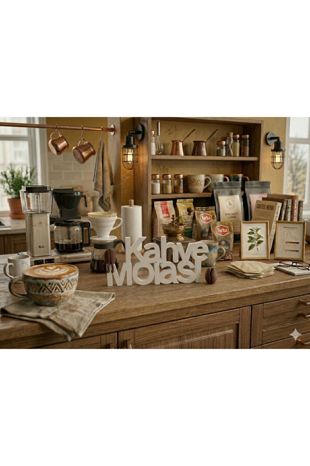 Coffee Corner Accessory Set - Coffee Break Design Text And Cute Core Figure - 3 Pieces