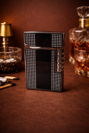 Hunter Dupont Tarzı Metal Çakmak – Sesli Kapak Mekanizmalı Gazlı Çakmak (Klas...