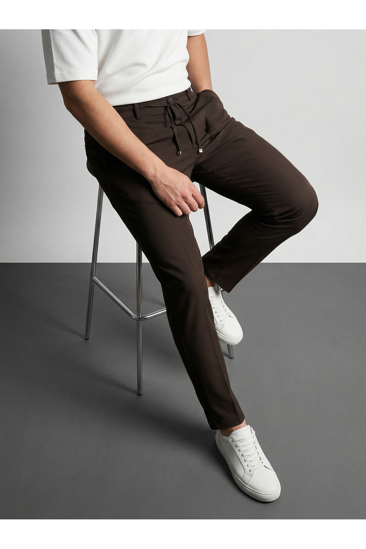 WAMOSSALAPLI  Erkek Bel Lastikli Bağcıklı Jogger Pantolon - Görsel 7