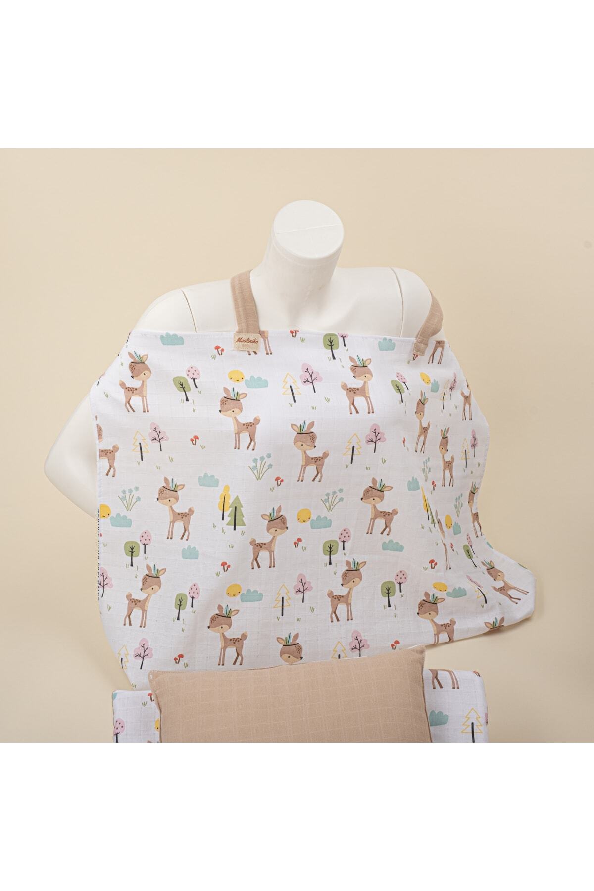 özgürce 15 Parça Bej Müslin Bebek Seti, Puset Örtüsü, Emzirme Önlüğü ve Minder fotoğrafı 2 (önizleme)