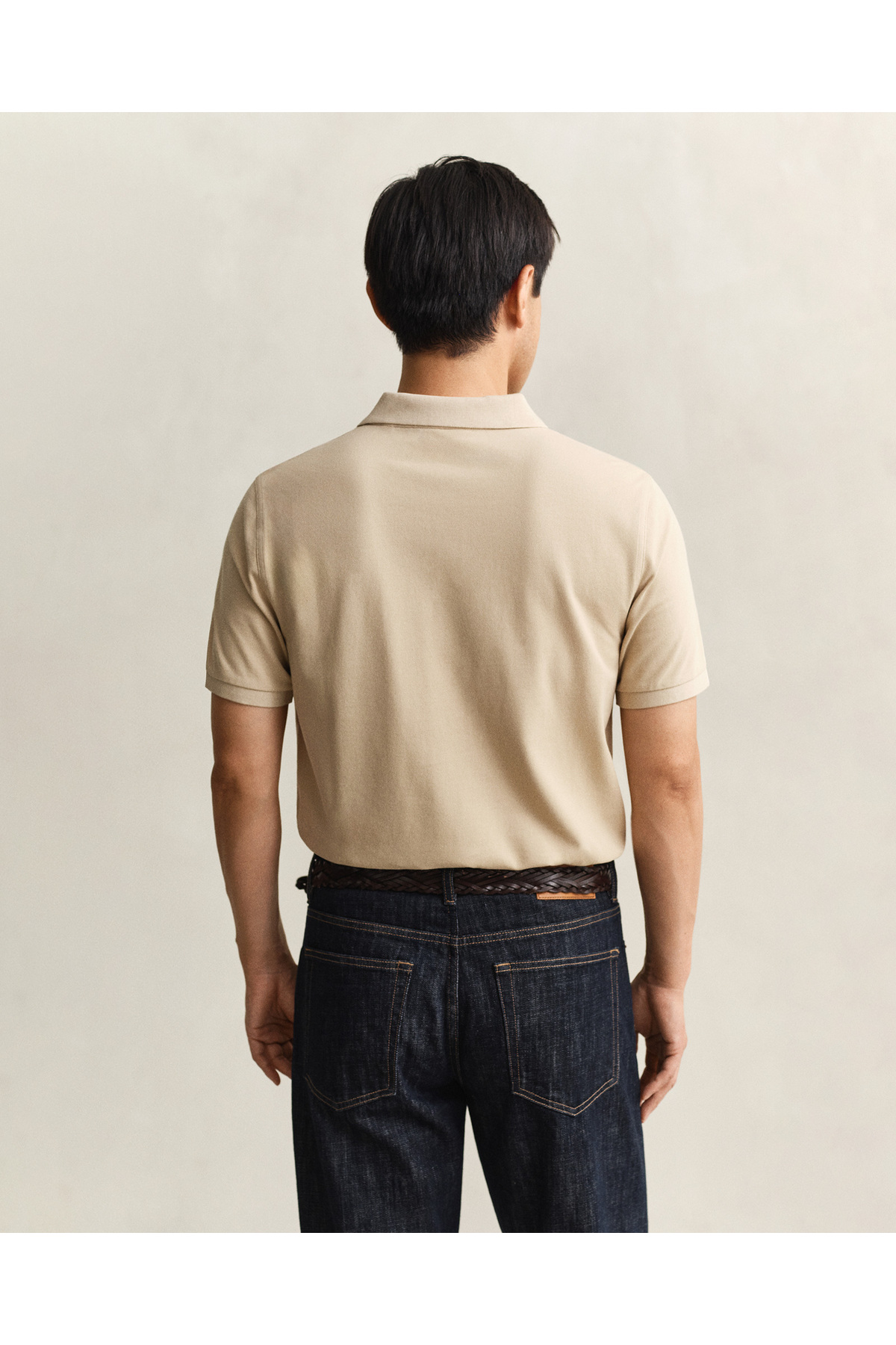 تیشرت یقه polo مردانه بژ فیت معمولی با لوگو