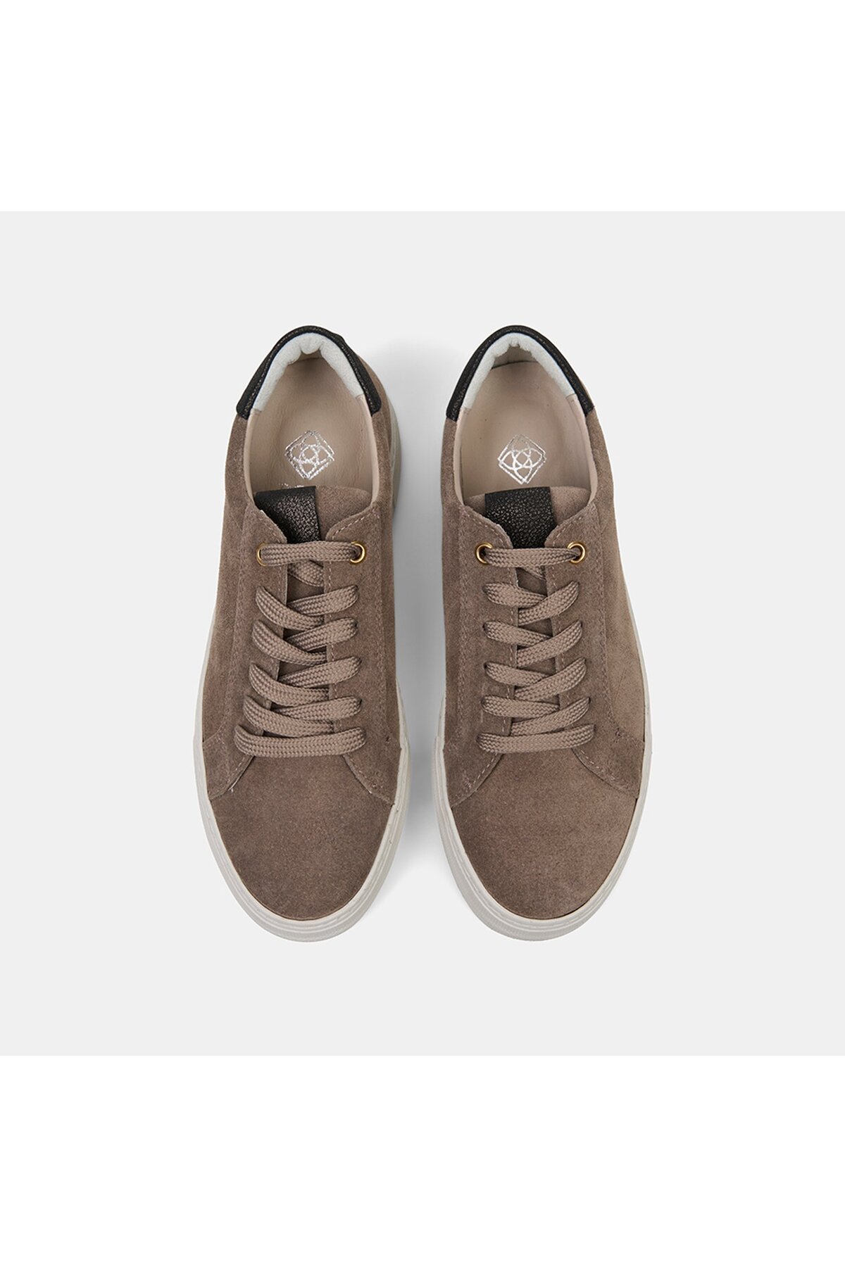 Desa  Kadın Vizon Bağcıklı Kalın Tabanlı Süet Deri Sneaker - Görsel 6