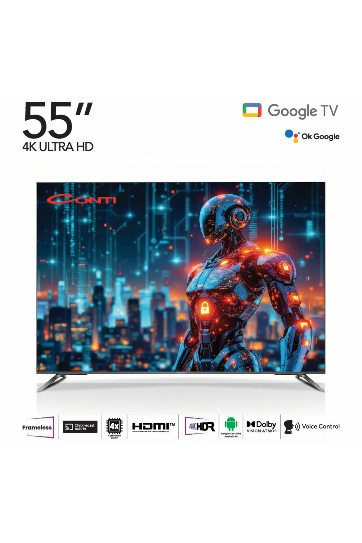 CONTİ CT55GT300U 55 4K UHD Frameless Google TV Televizyon