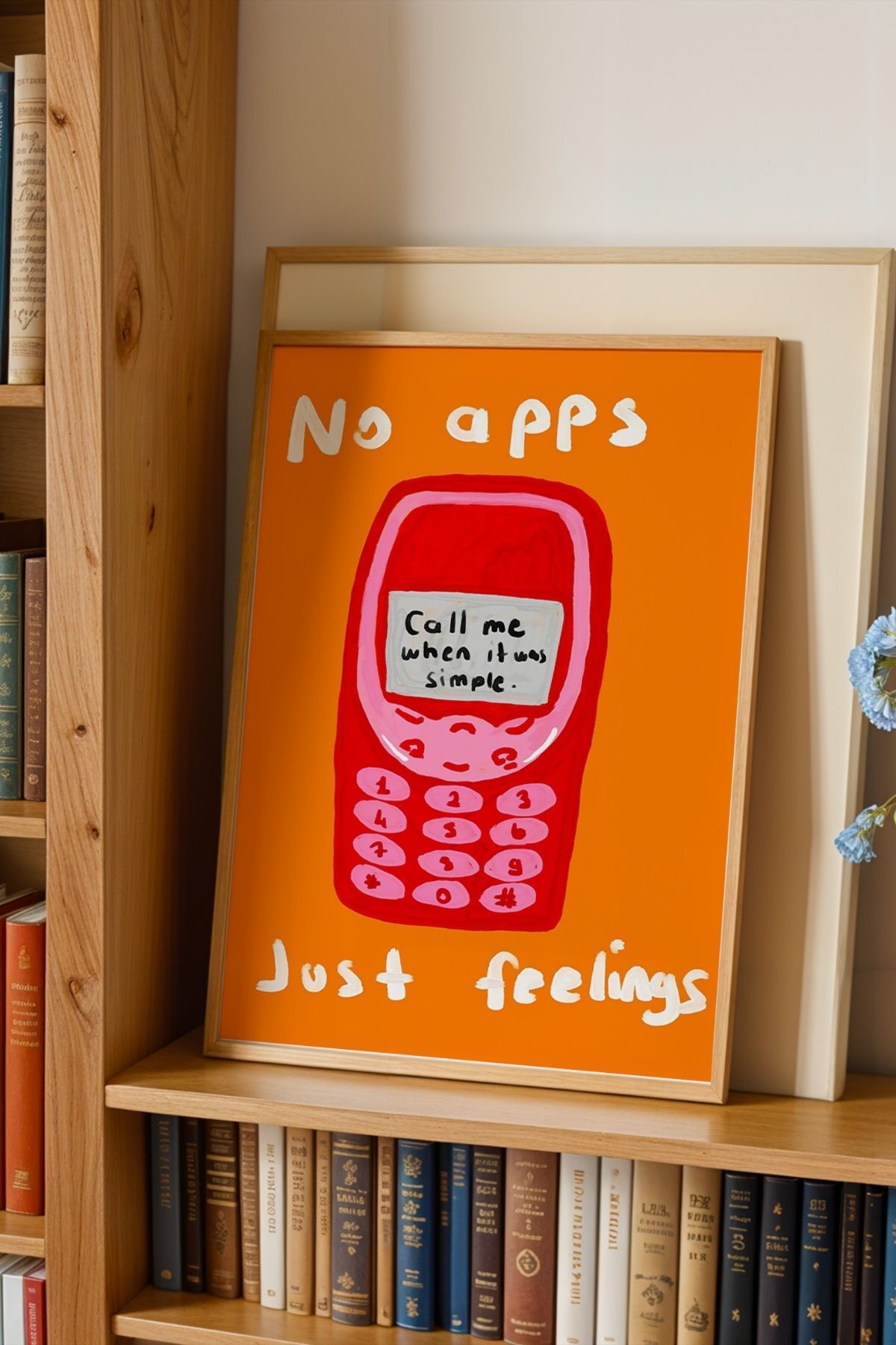 Nostaljik Telefon Figürlü Yazılı Modern Tablo Poster Duvar Dekoru Retro Tasarım Çerçevesiz