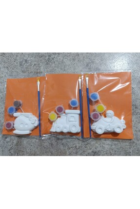 HanımeliAtölyesi BOYAMA SETİ TAŞITLAR (ARABA, TREN, HELİKOPTER) & 10 PAKET GÖ...