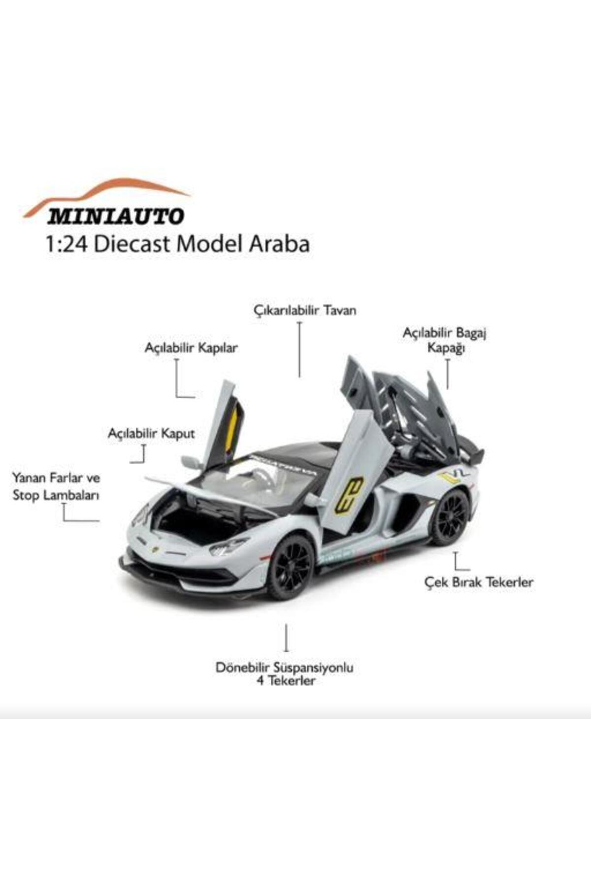 Kızılkaya Oyuncak Mınıauto Lamborghini Gri 1:24 Metal Çek Bırak