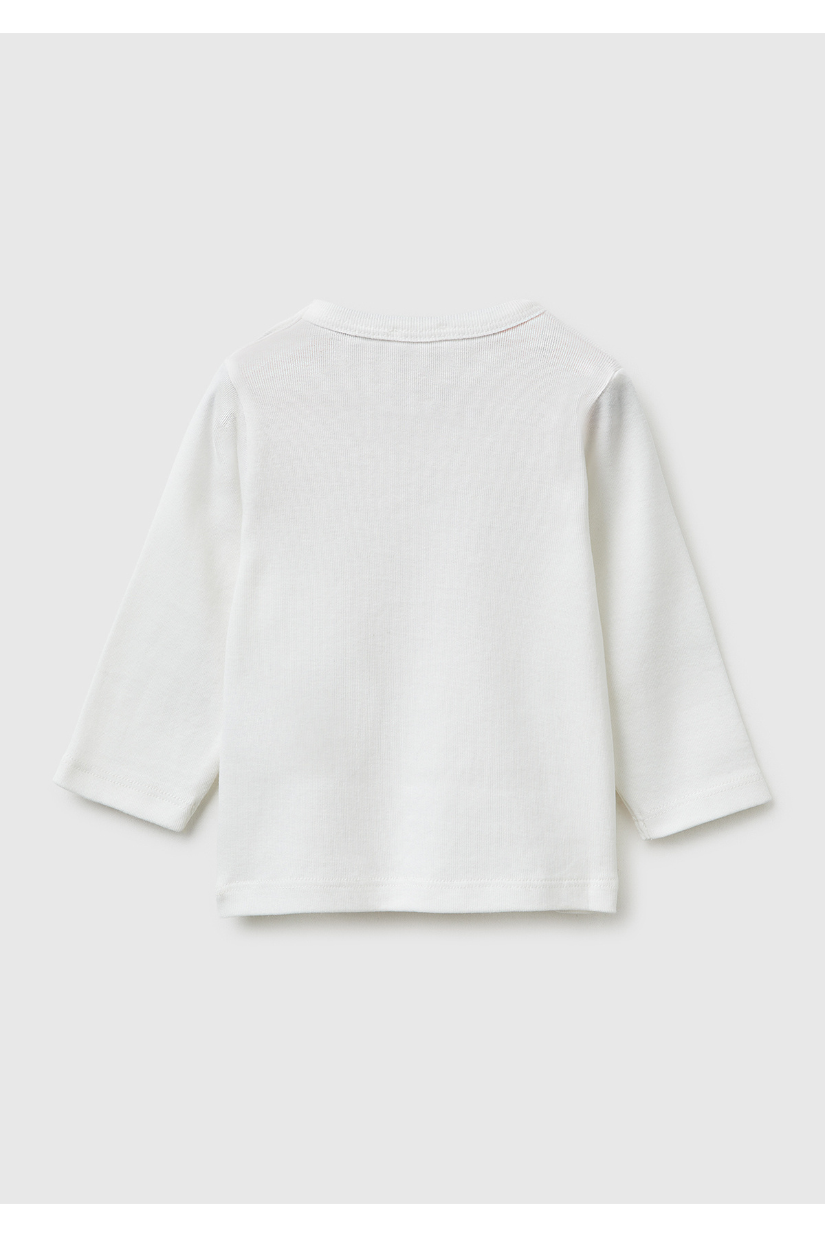 United Colors of Benetton Bebek Beyaz Su Bazlı Logo Baskılı Omzu Gizli Çıtçıtlı Uzun Kollu T-Shirt fotoğrafı 2 (önizleme)