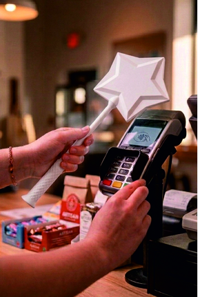 Mutlu Tasarım Yıldızlı Değnek Şeklinde Asa Trend Esprili Kredi Kartlık Popüle...