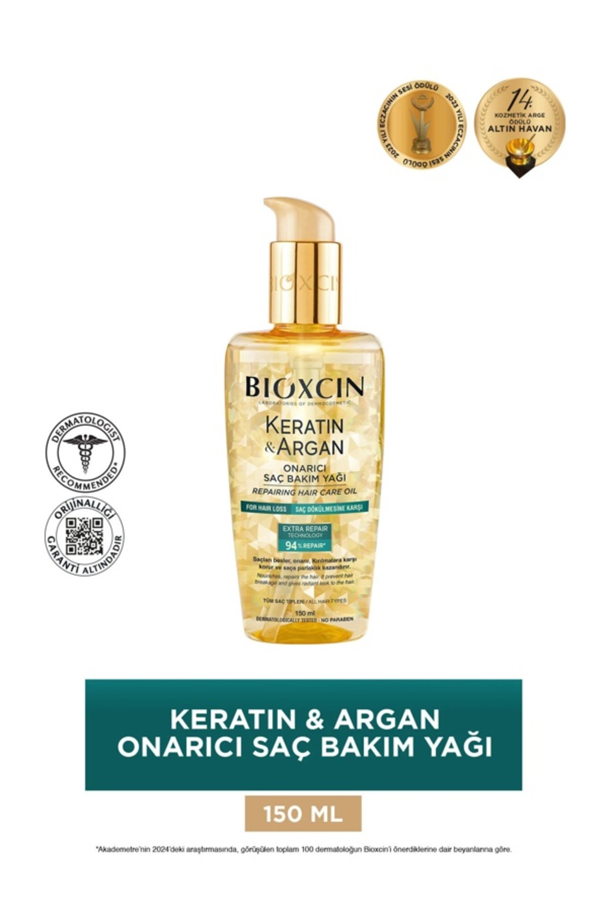 Keratin Argan Onarıcı Saç Bakım Yağı – Kırık Karşıtı Besleyici 100 ml — 2113