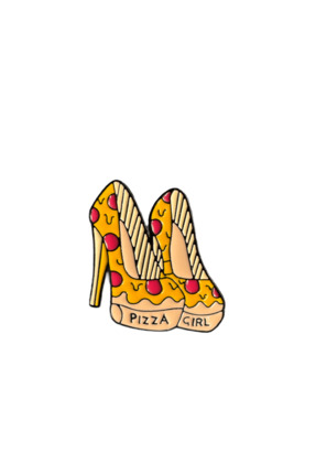 DREAMIOGIFTANDBOX Pizza Girl Topuklu Ayakkabı Figürlü Metal Pin Rozet